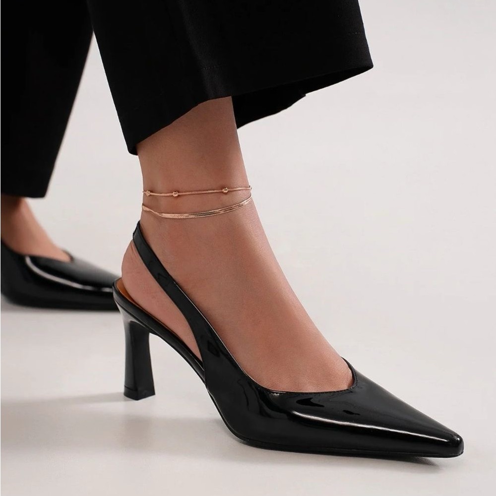 Beast Fashion Faux Leather Point Toe Slingback Pumps - Picture 2 of 3